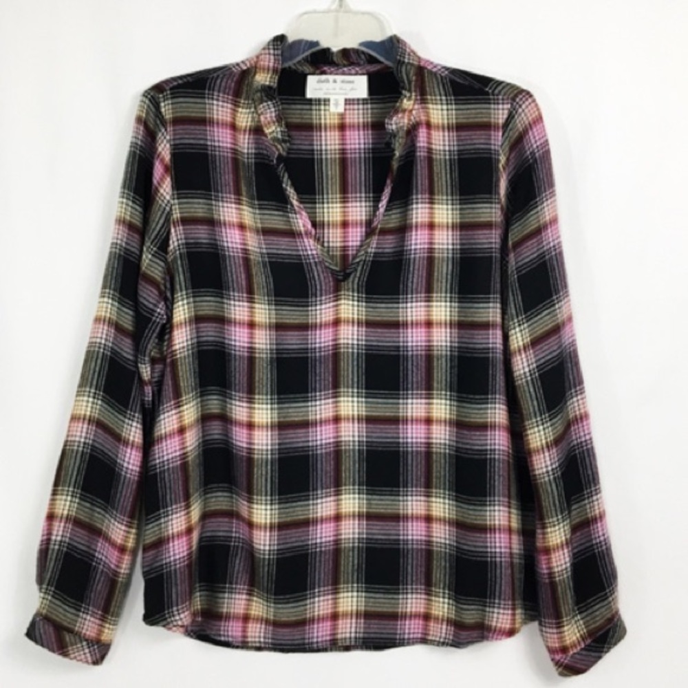 Anthropologie Cloth & Stone plaid blouse